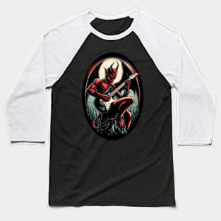 The Devil Playing Guitar T-Shirt - Shred with Infernal Style Baseball T-Shirt